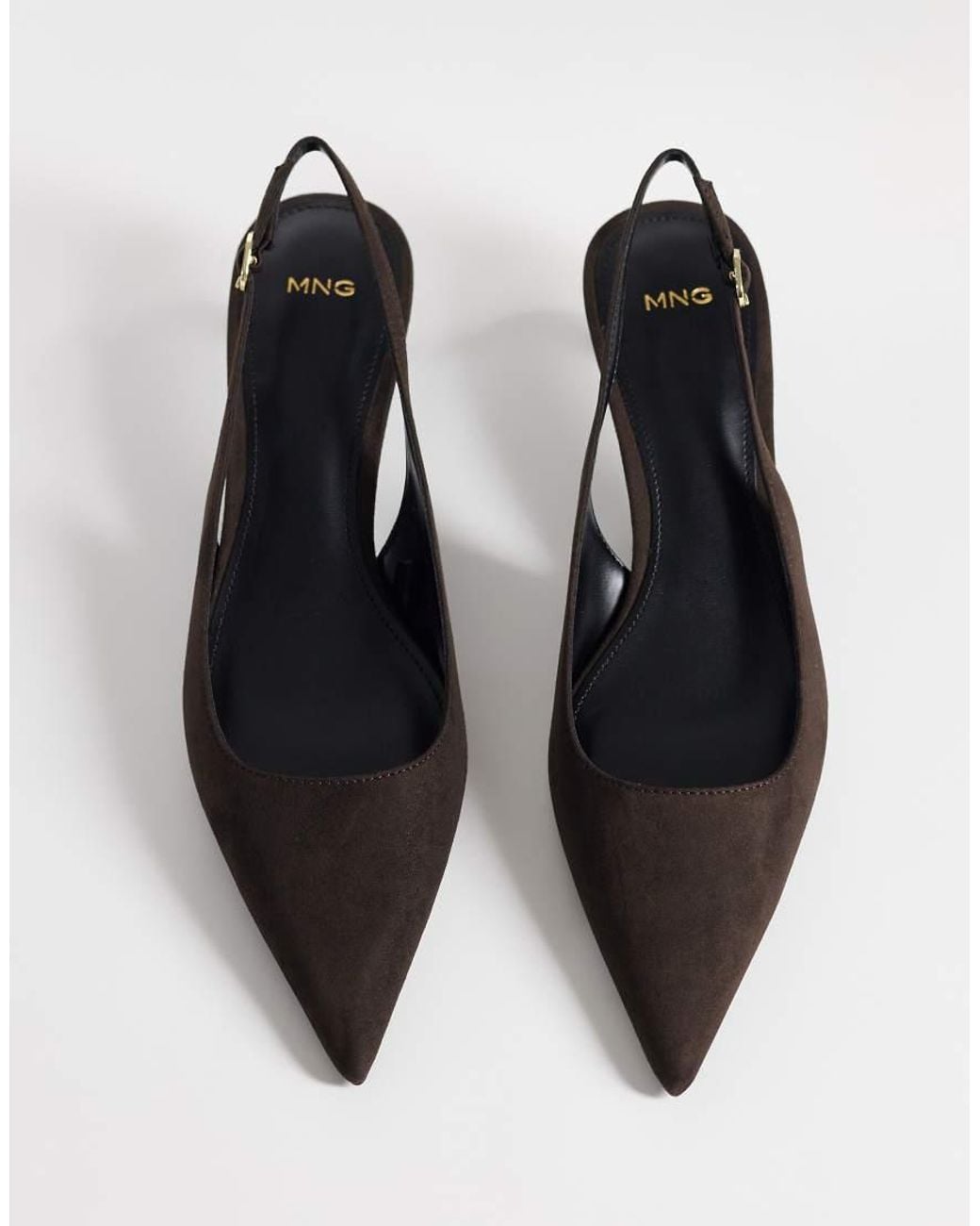 Mango White Low Heeled Slingback Court Shoe