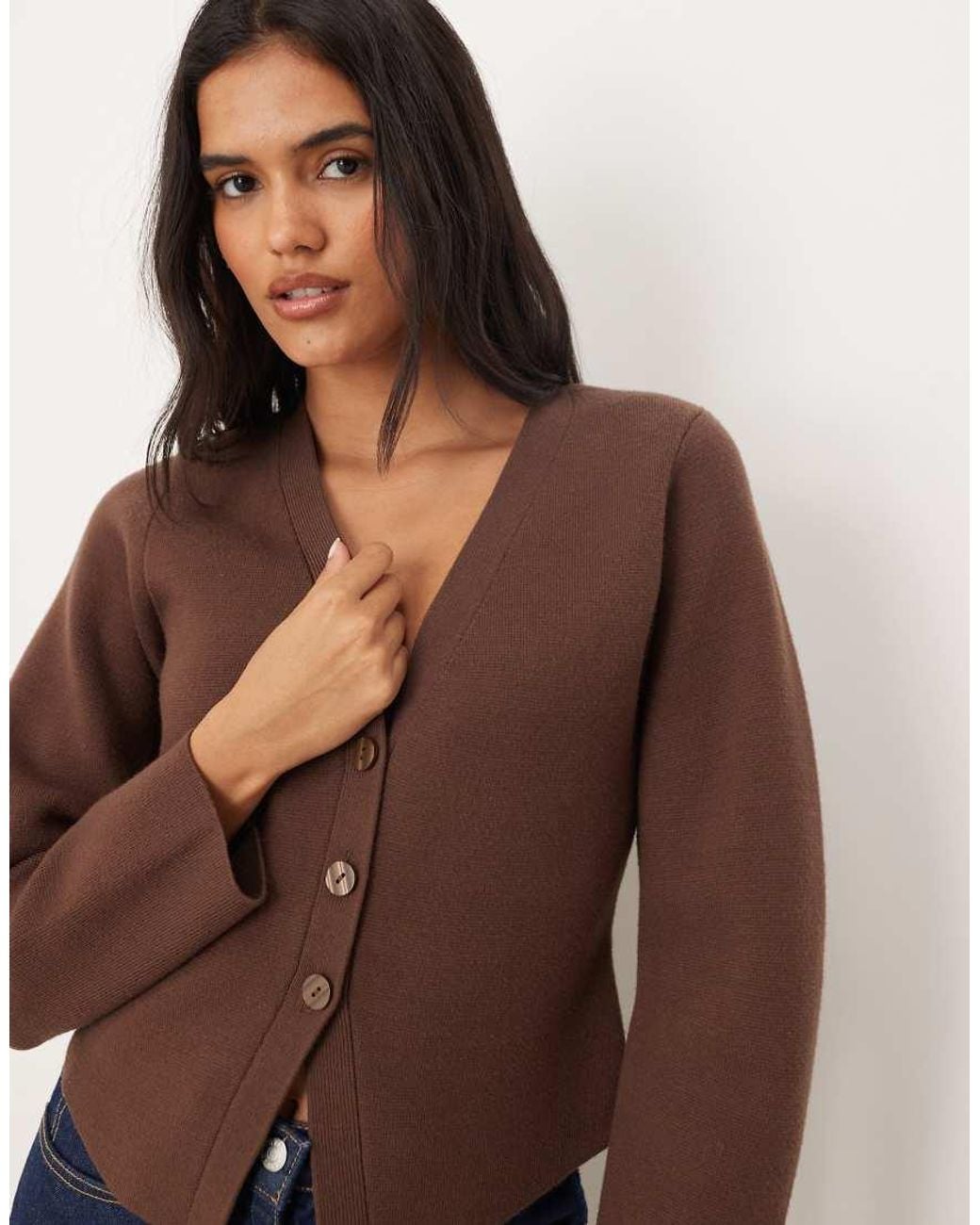 Abercrombie & Fitch Brown Barrel Sleeve Cardigan