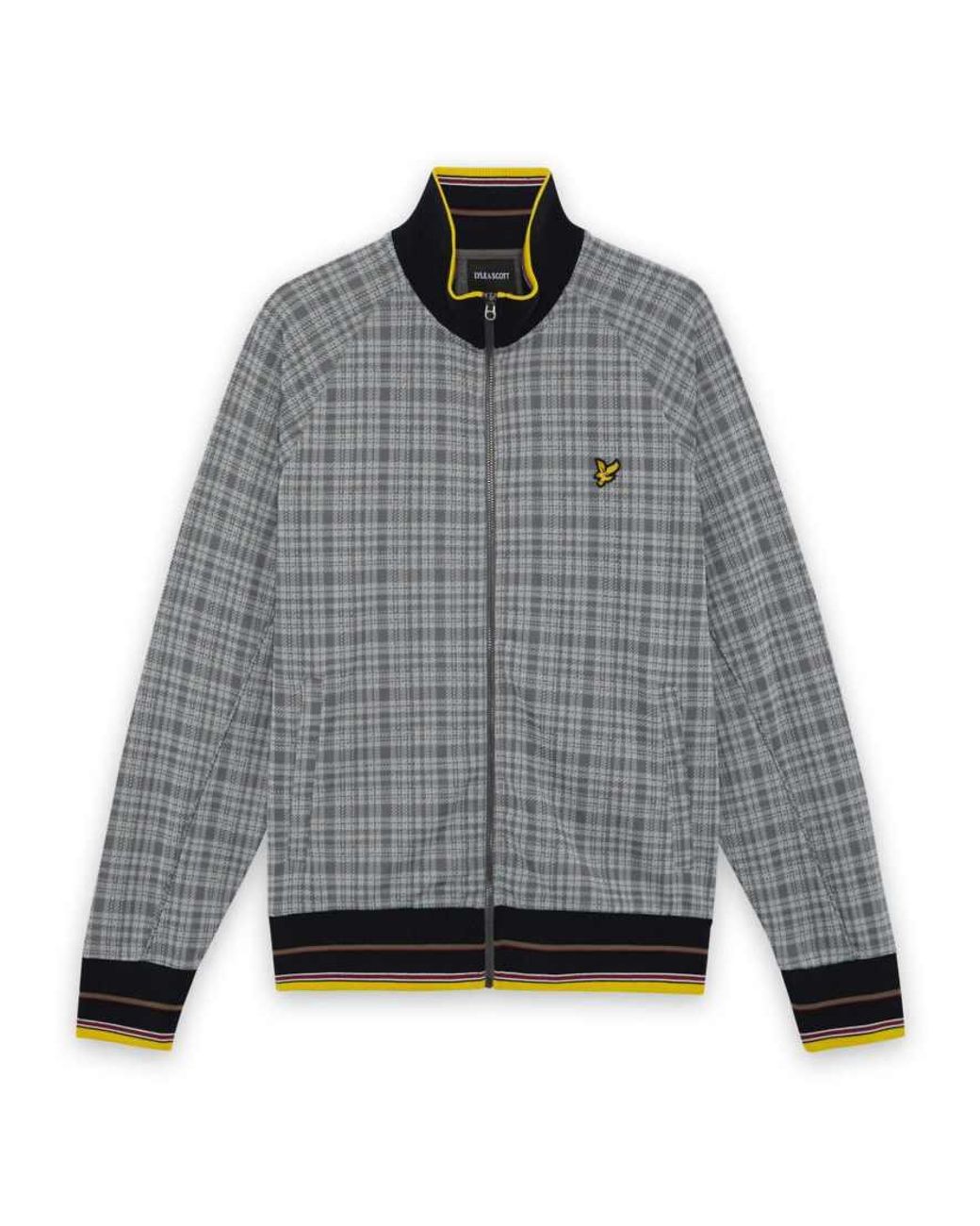 Lyle & Scott Gray Mid Layers Hawick Check Track Jacket for men