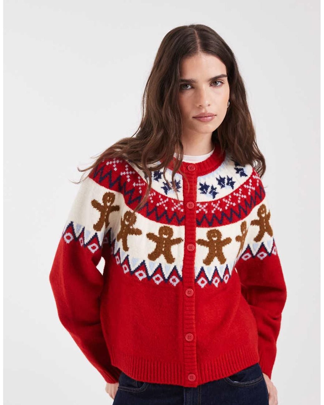 ASOS Red Christmas Gingerbread Cardigan