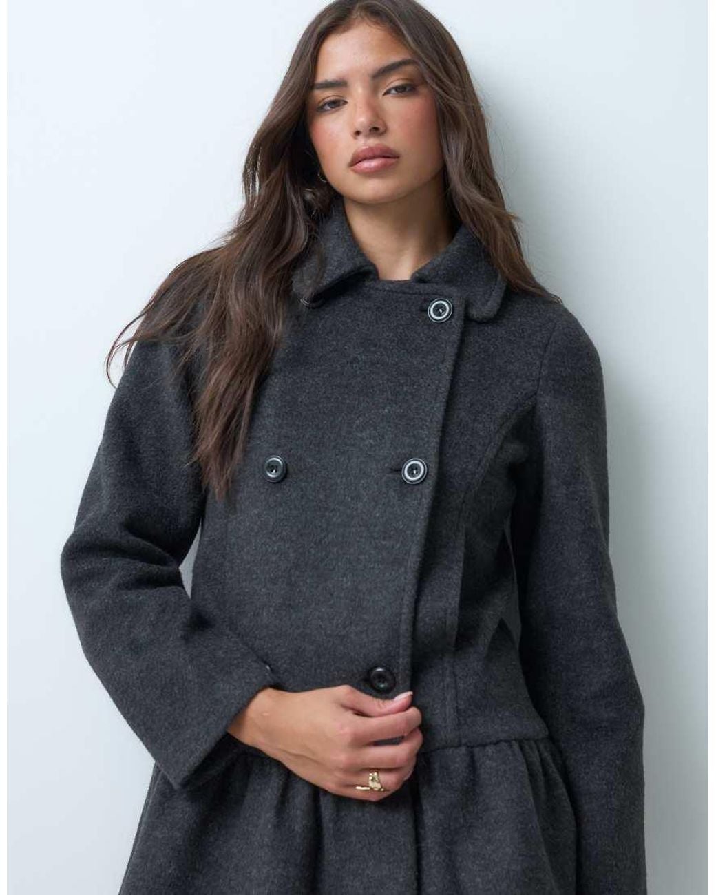 Motel Gray Juliena Skirt Hem Coat