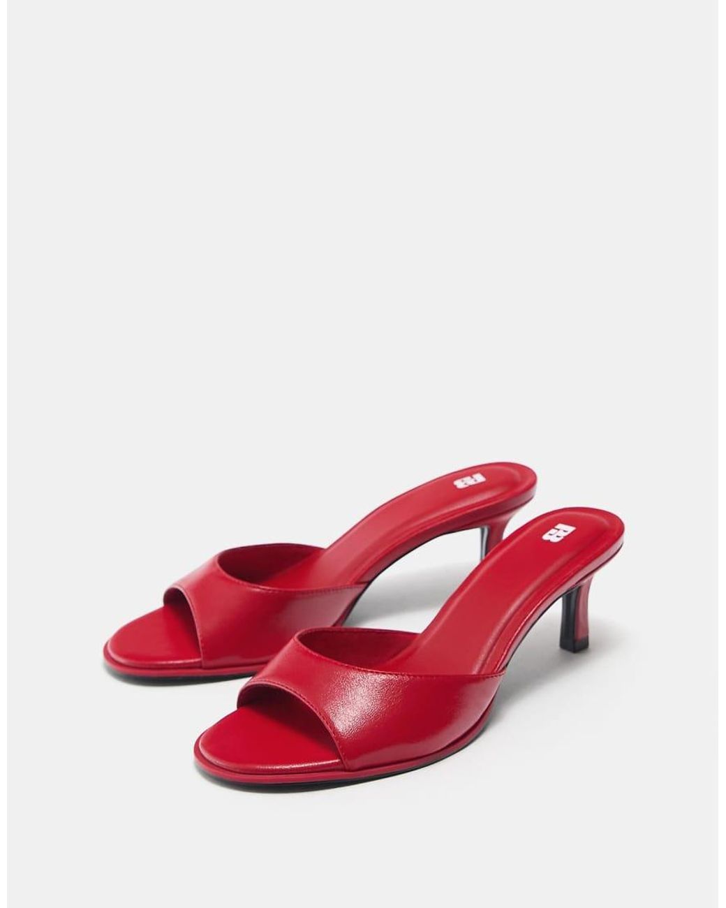 Pull&Bear Red Mule High-heel Sandals