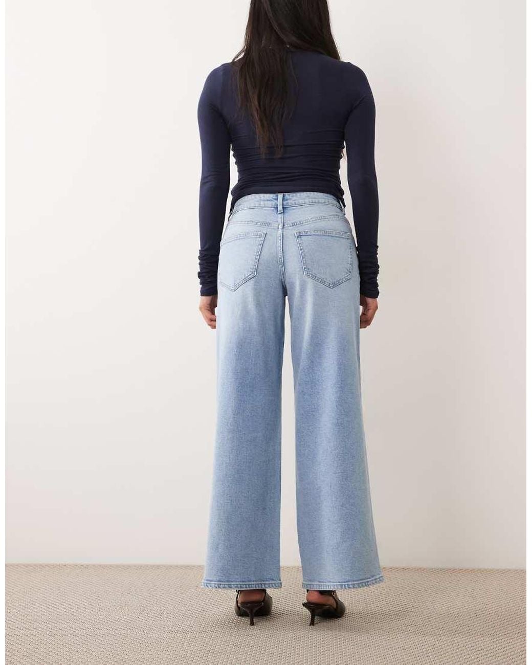 Vero Moda Blue Sandie Mid Rise Wide Leg Stretch Jeans
