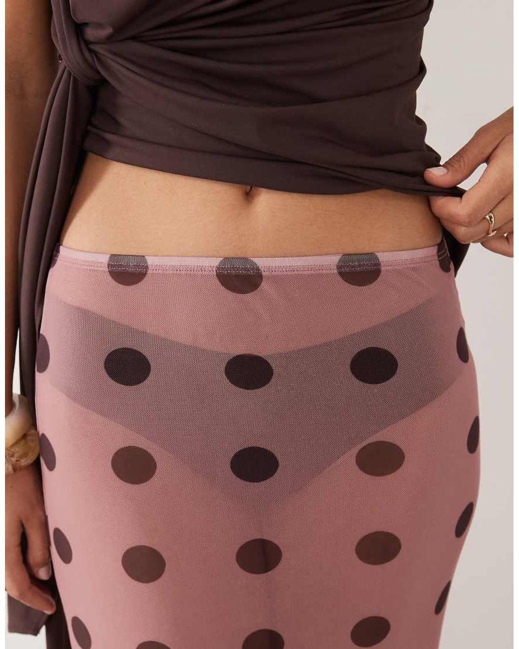 ASOS Pink Printed Sheer Mesh Maxi Skirt