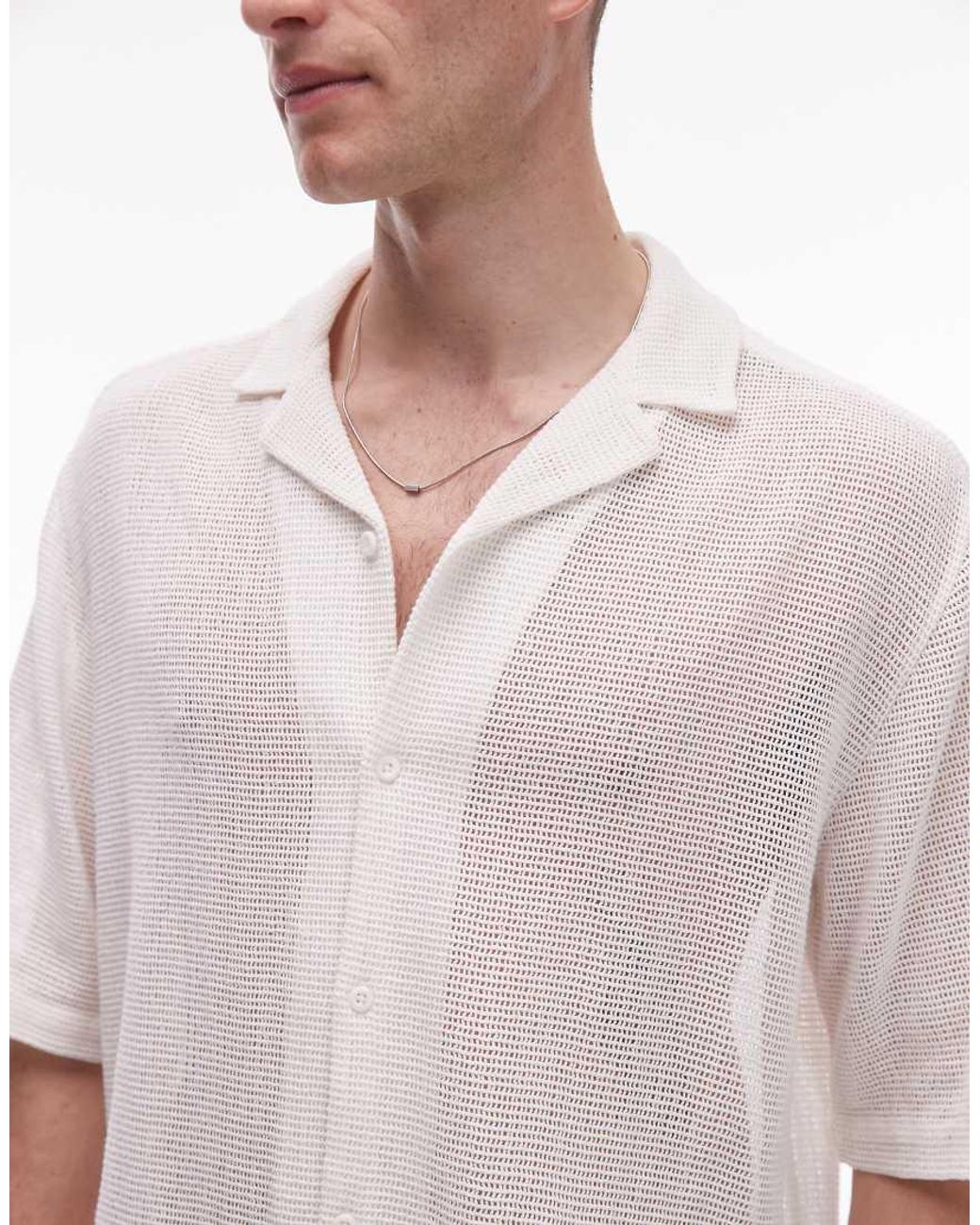 Topman White Regular Fit Crochet Shirt for men