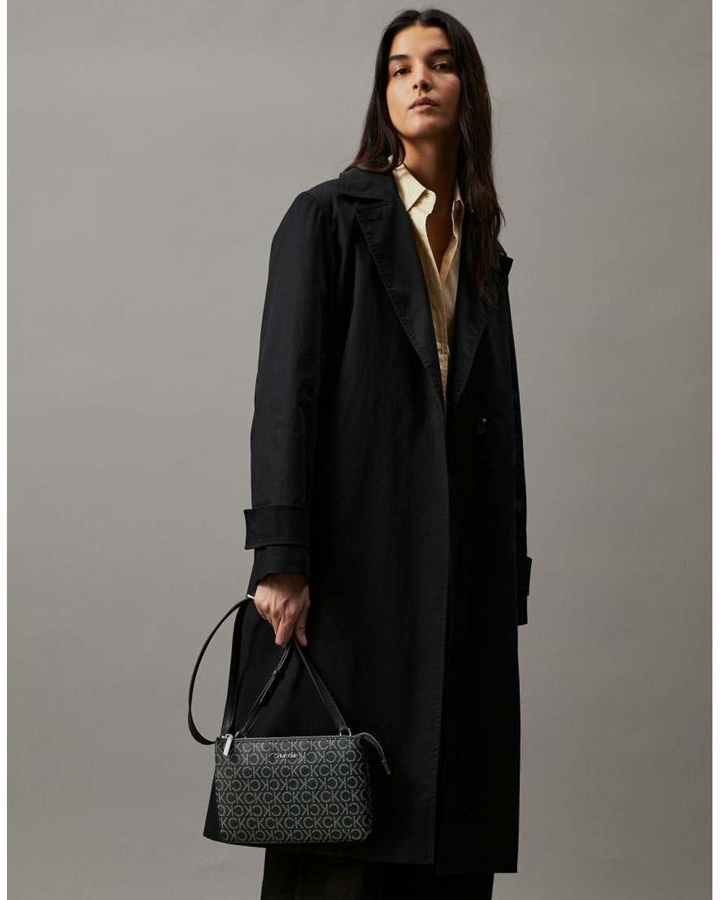 Calvin Klein Gray Cross Body Monogram Logo Bag