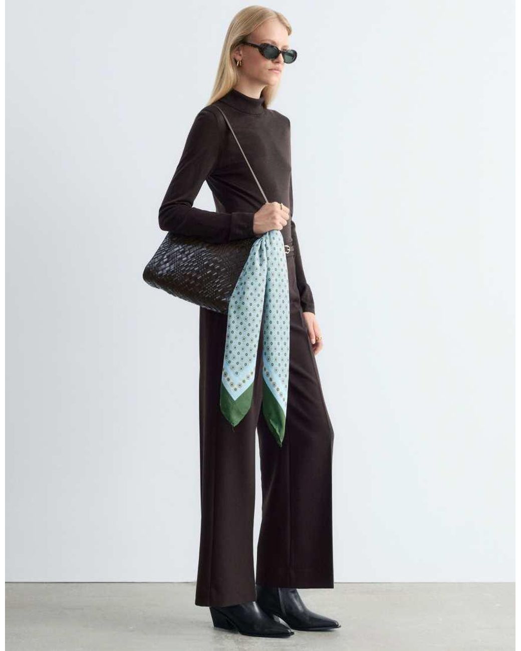& Other Stories Black Fine Knit Wool Turtleneck Jumper