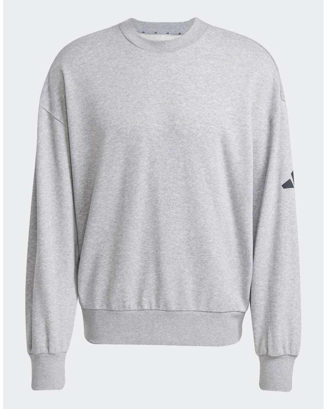 Adidas Originals Gray Essentials Loose Fit 3 Bar Logo Sweatshirt for men