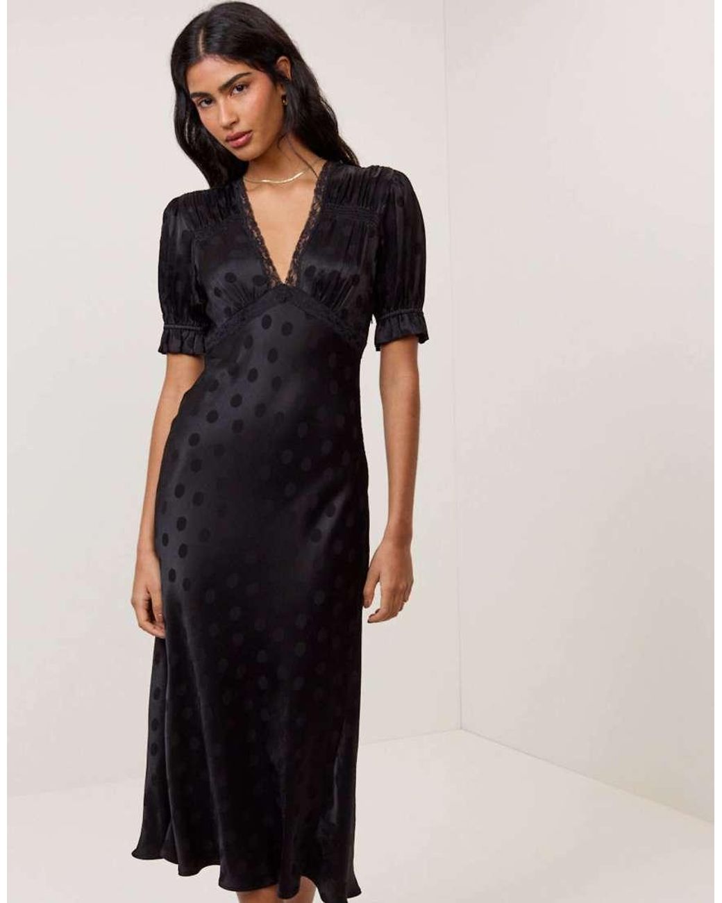 Nobody's Child Blue Polka Dot Jacquard Angela Midi Dress