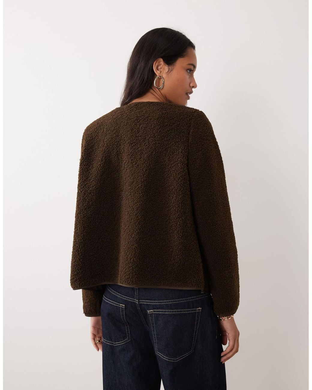 Vila Black Button Front Teddy Jacket
