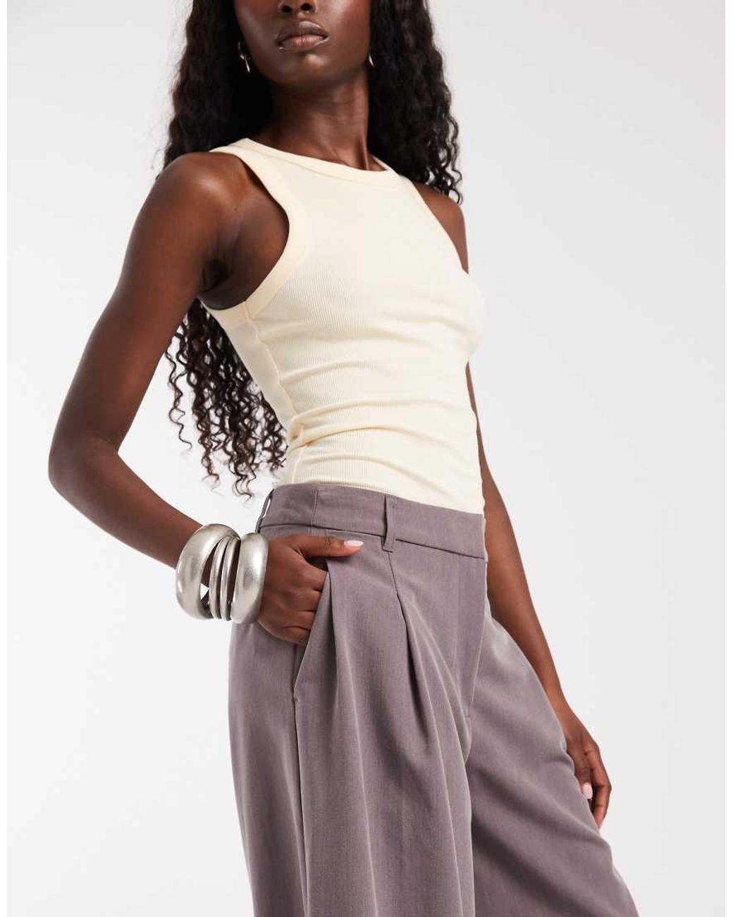ASOS Purple Tailored High Waist Culotte Pants