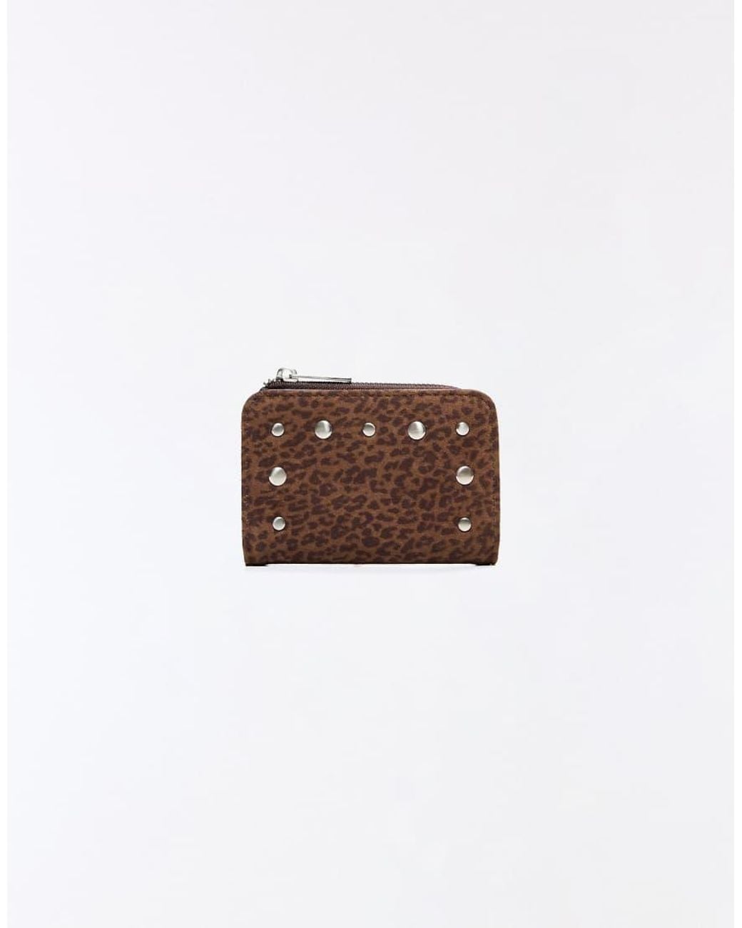 Bershka White Animal Print Coin Purse With Studs