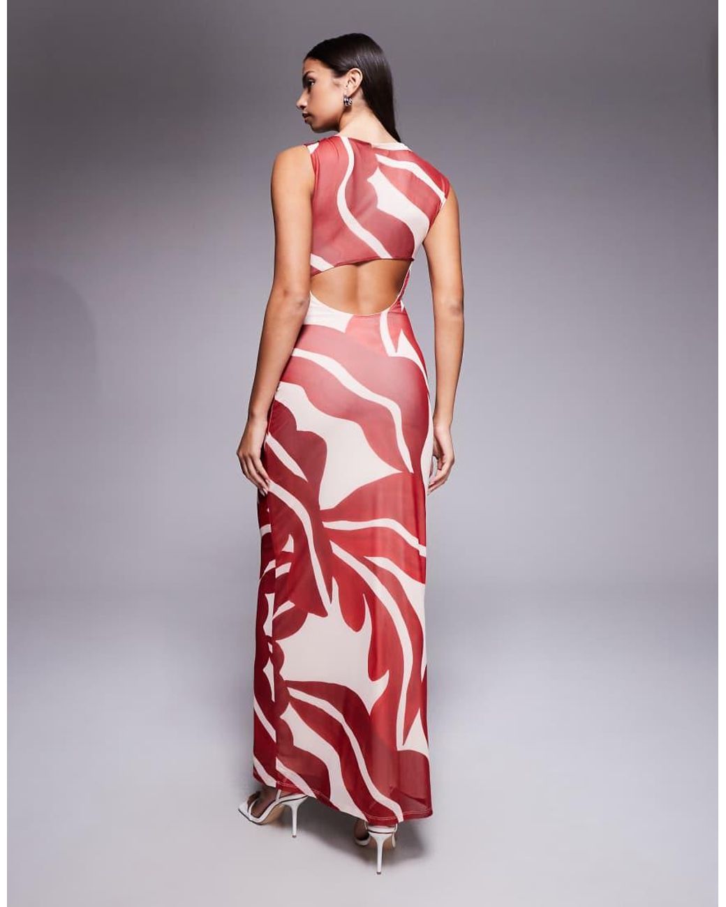 Forever New Red Mesh Knot Front Maxi Dress