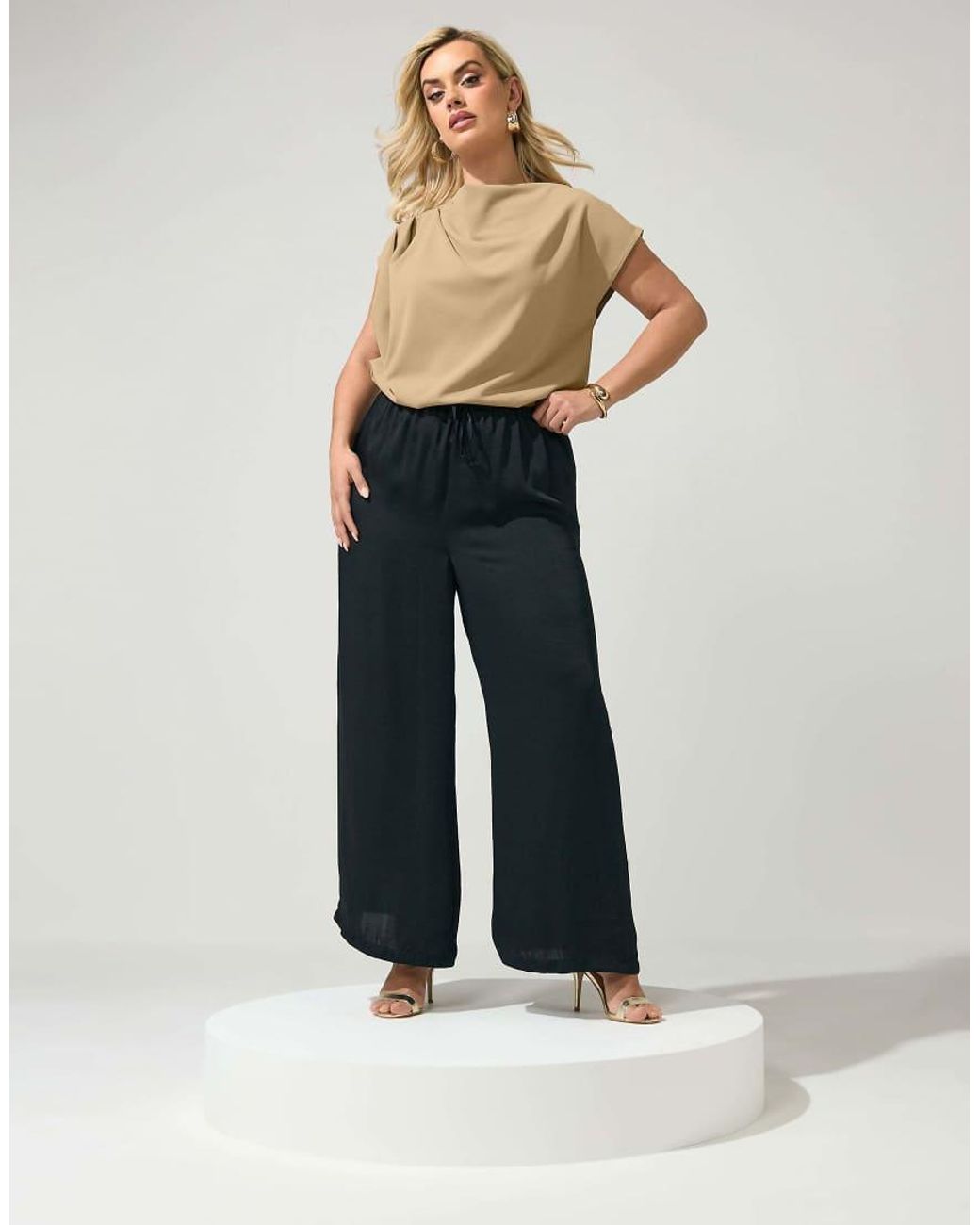 Yours Clothing Natural Drape Shoulder Top