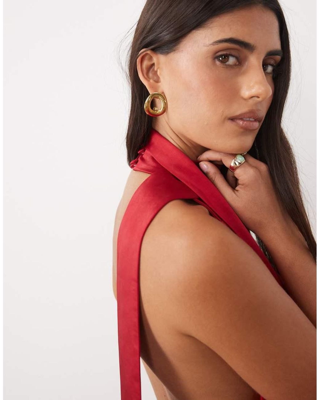 TFNC London Hammered Satin Cowl Neck Scarf Detail Maxi Dress
