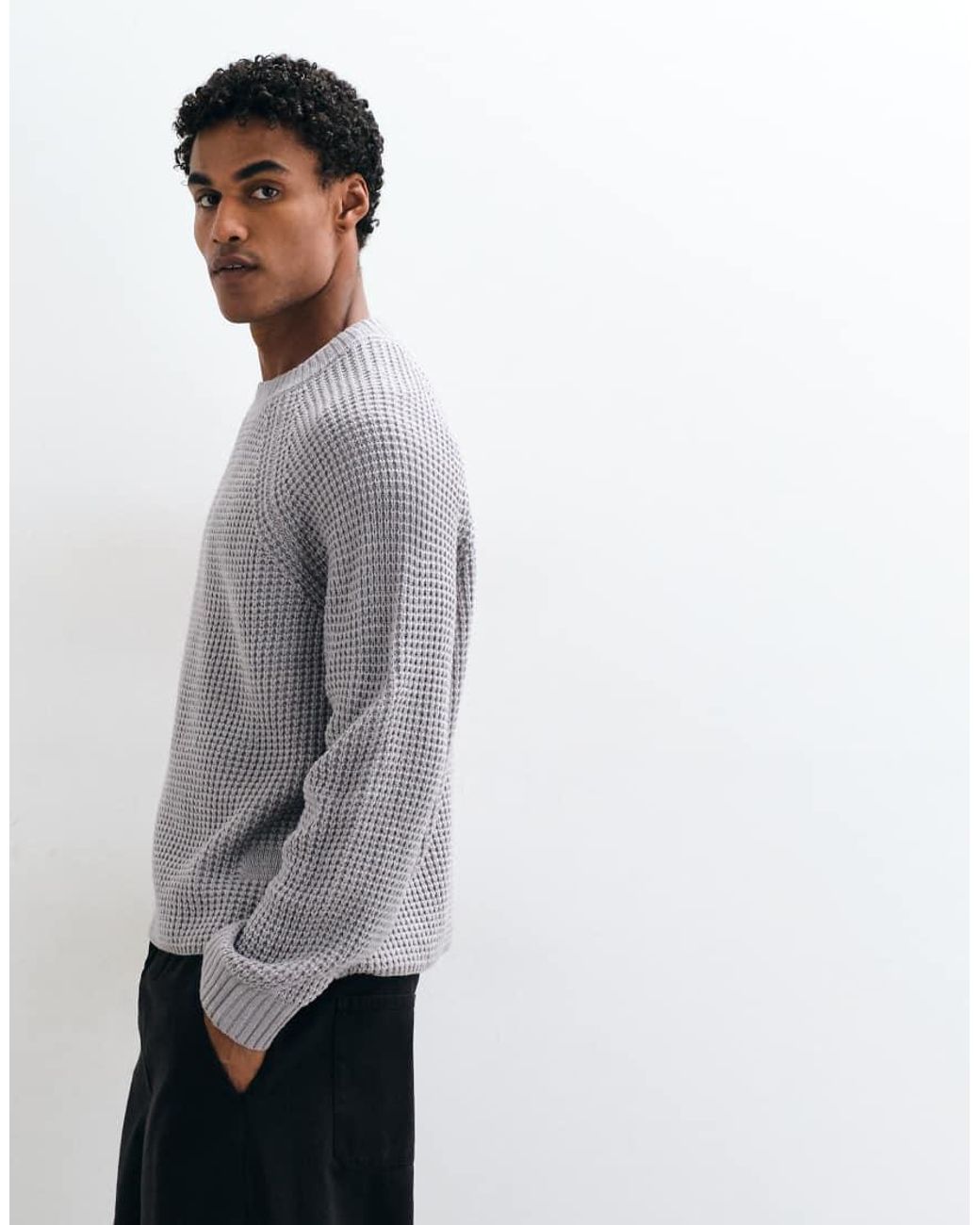 Collusion Gray Knitted Boxy Sweater Jumper for men