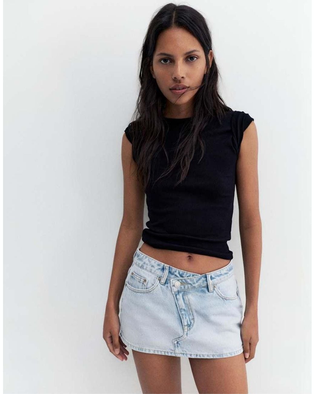 Pull&Bear Blue Denim Crossover Skort