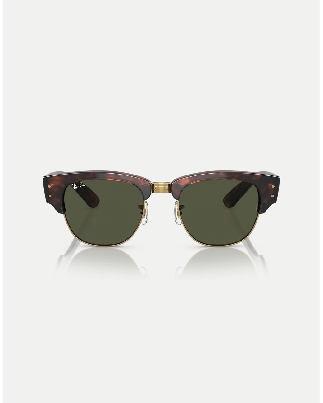 Ray-Ban Green – clubmaster – sonnenbrille mit schildpattmuster und gold mit grünen gläsern