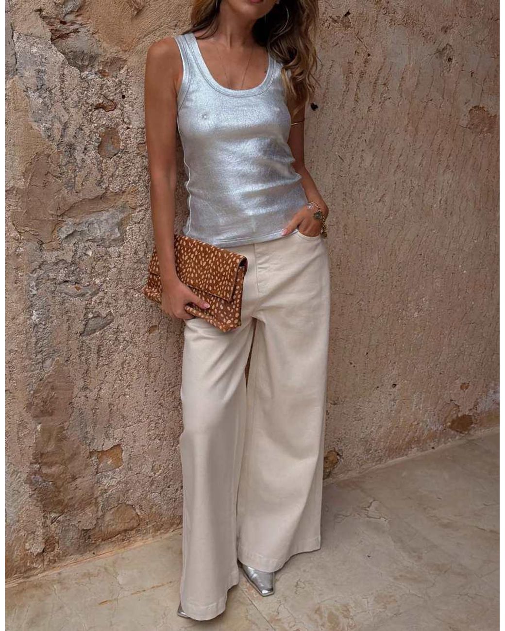 Never Fully Dressed Natural Denim Wide Leg Jeans