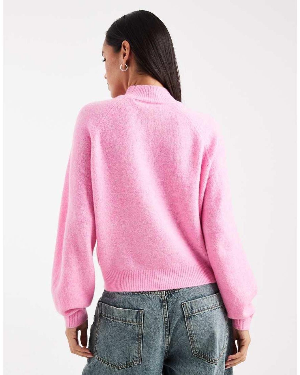 Vero Moda Pink Slouchy High Neck Jumper