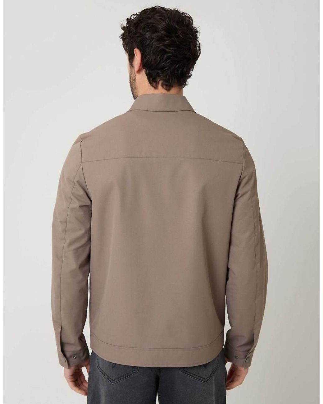 Threadbare Natural Showerproof Lightweight Zip Through Jacket for men