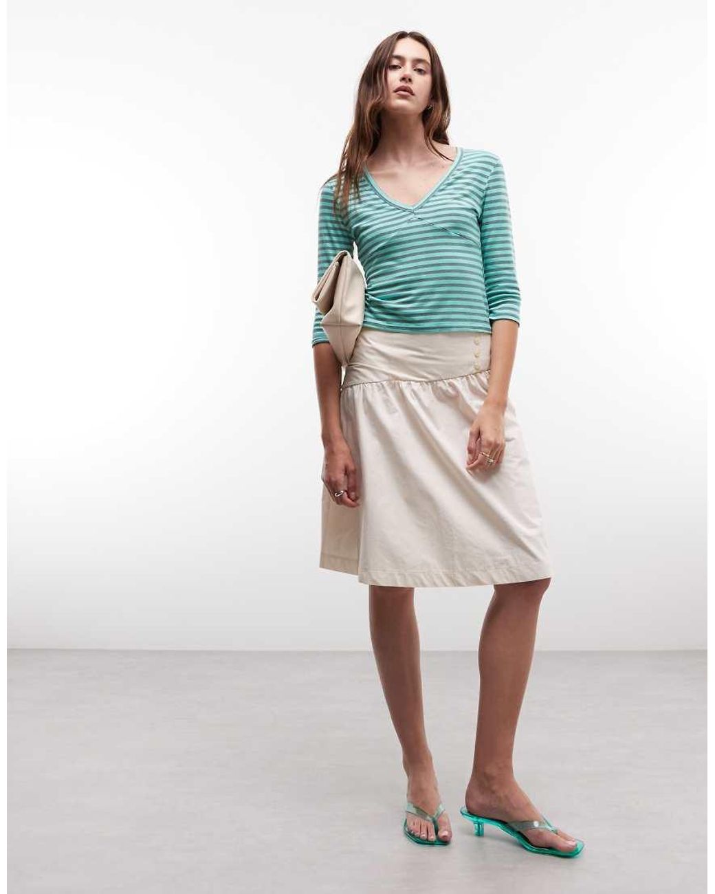 Collusion Blue Plunge Vneck 3/4 Sleeve Top