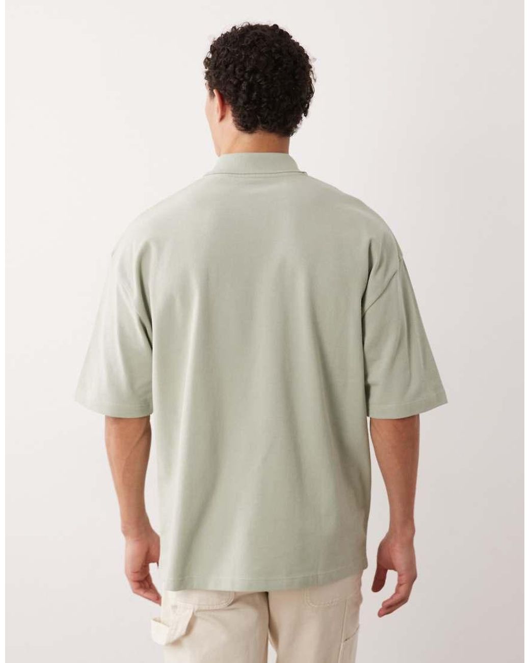 ASOS Green Heavyweight Oversized Stripe Polo for men