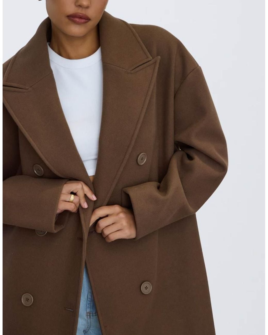 Aria Cove Purple Wool Look Formal Double Breasted Longline Maxi Coat