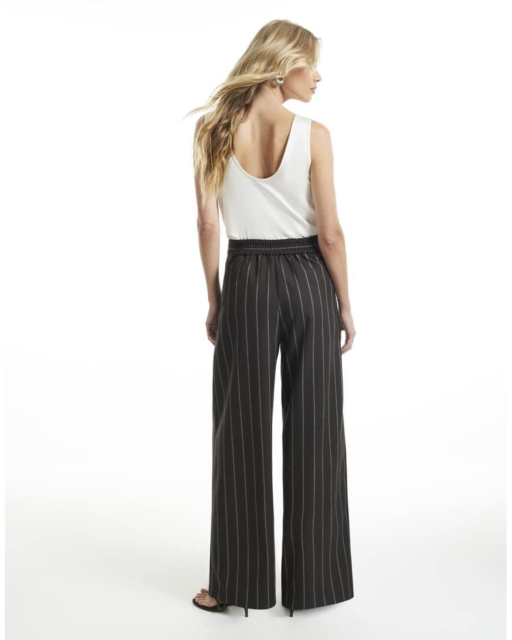 River Island Brown Stripe Wide Leg Trousers