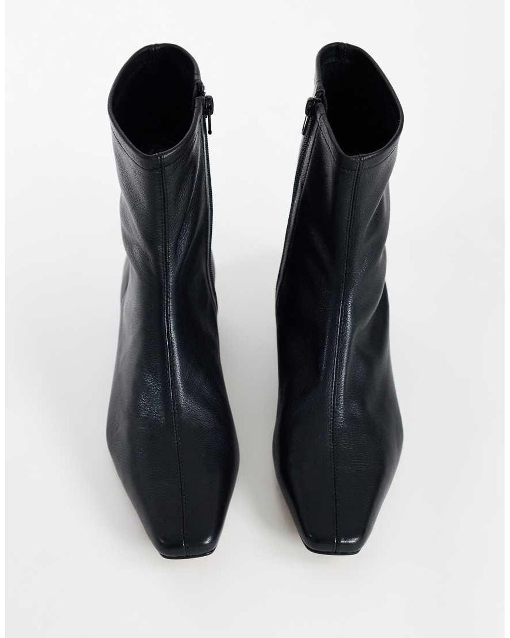 TOPSHOP Black Phoenix Real Leather Chiselled Ankle Boot