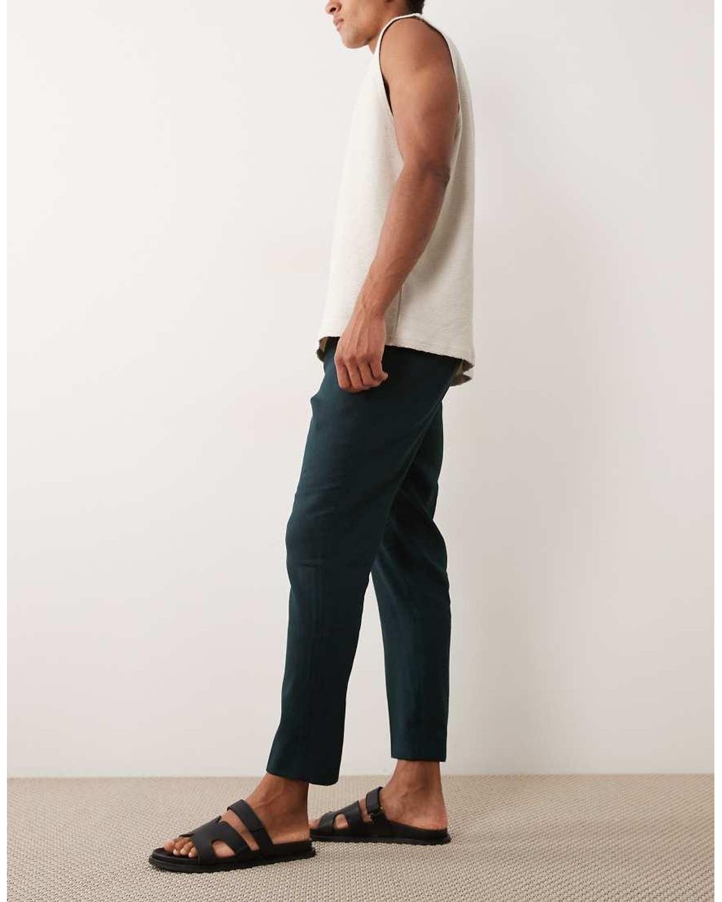 Mango Natural Linen Mix Straight Leg Trouser With Adjustable Waist for men