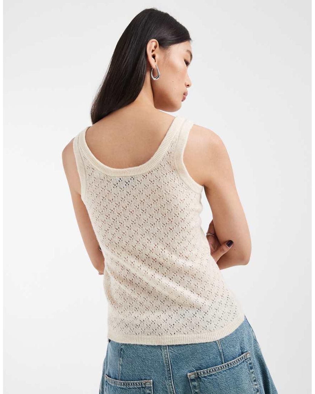 JJXX Blue Pointelle Knit Tank Top