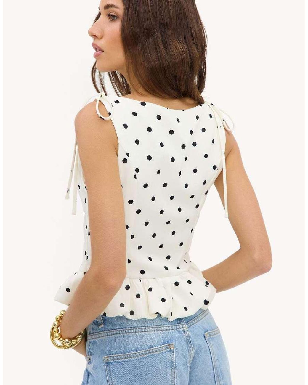 Loavies White Vivid Love Polka-Dot Top