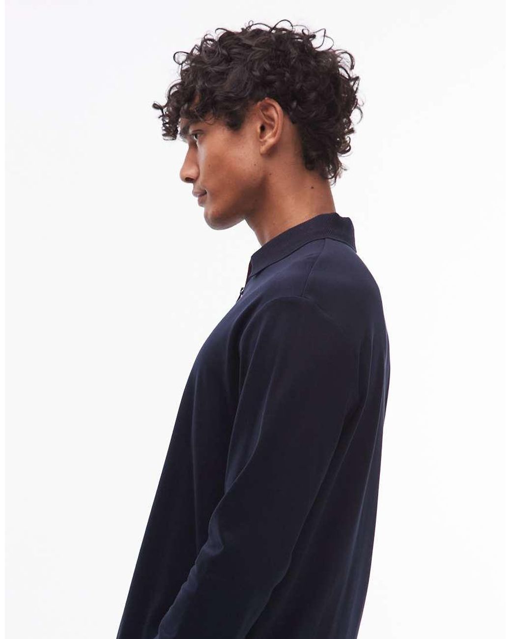 Tommy Hilfiger Blue Zip Long Sleeve Rugby Polo Shirt for men