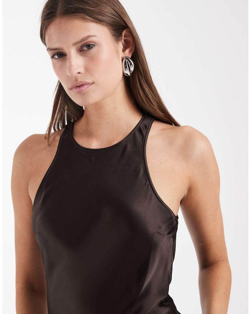 & Other Stories White Bias Cut Satin Midi Dress