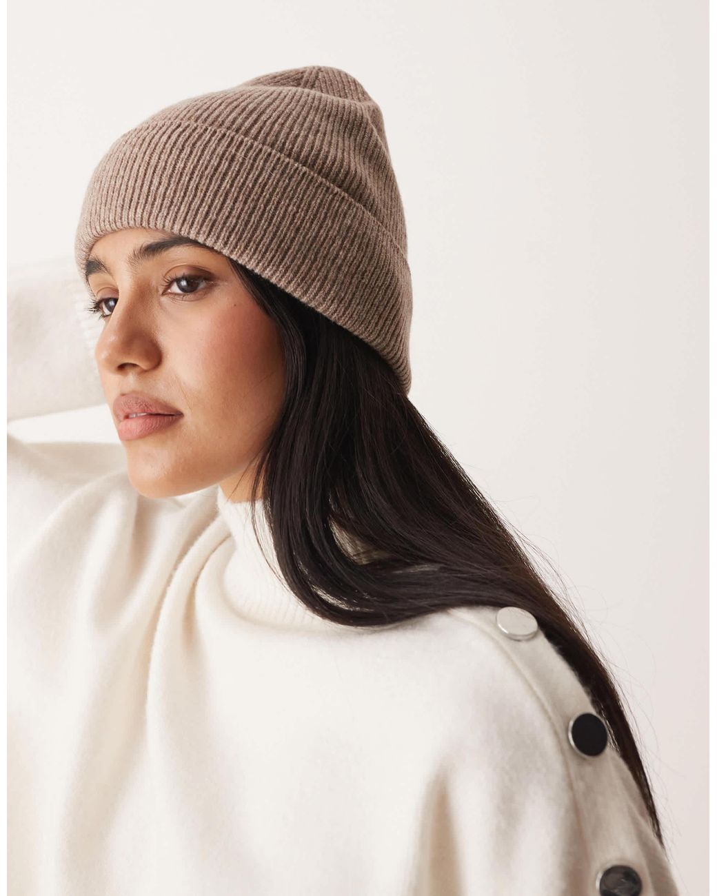ASOS Natural – wollmütze aus feinstrick