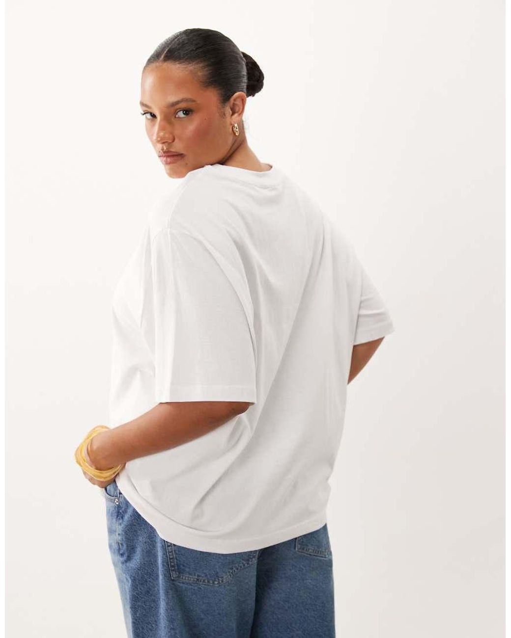 ASOS White Asos Design Curve Oversized Flower Crochet Graphic Top