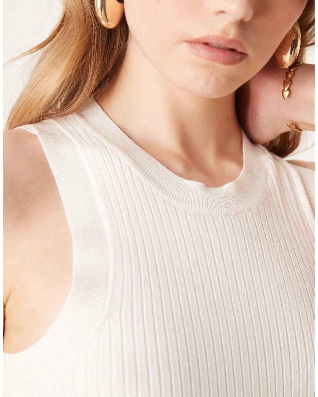 Jdy Natural Ribbed Knitted Tank Top