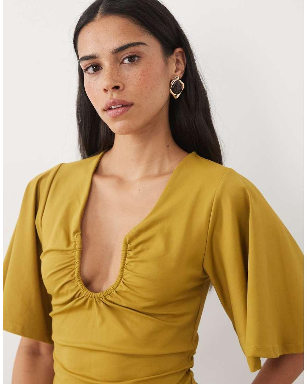 ASOS Green Flutter Sleeve U Wire Top