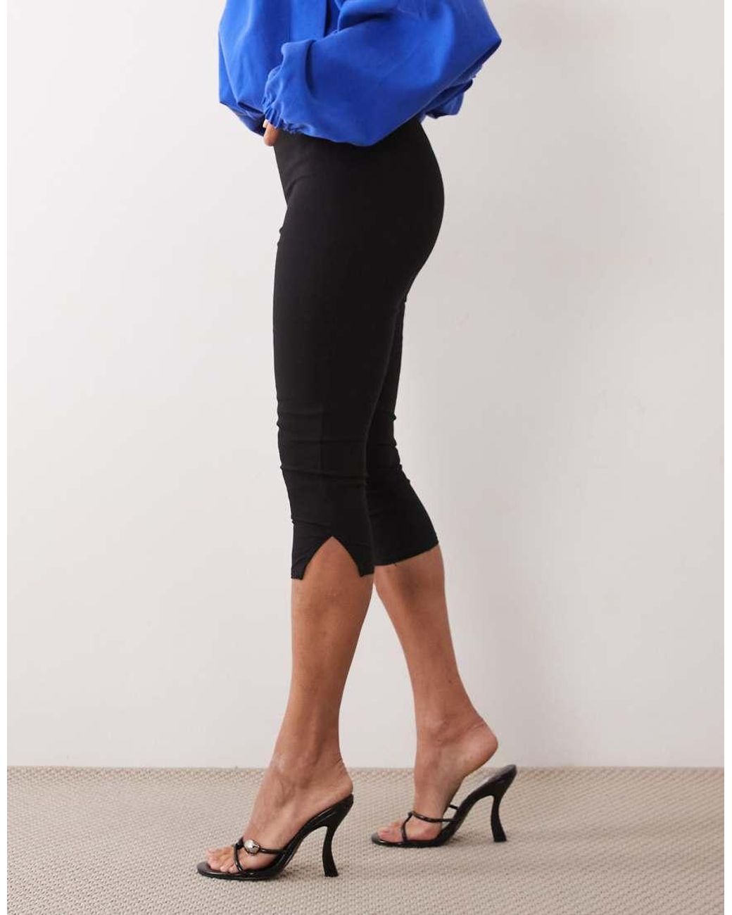 Missy Empire Blue Bengaline Side Split Detail Capri Pant