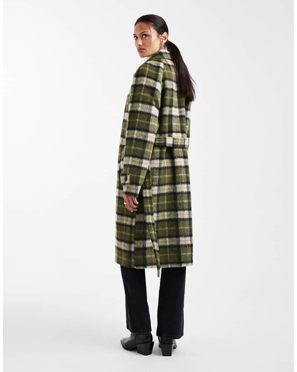 Vero Moda Green Brushed Formal Belted Coat