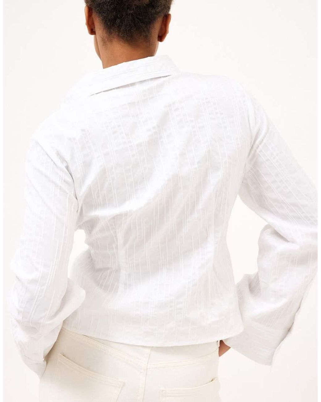 NA-KD White Fitted Wide Cuff Shirt