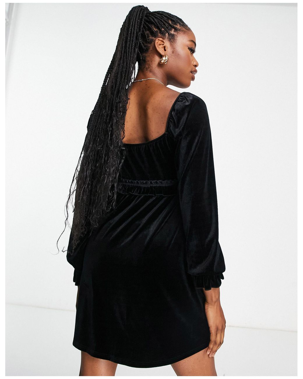Miss Selfridge Cutwork Velvet Smock Dress in Black | Lyst UK