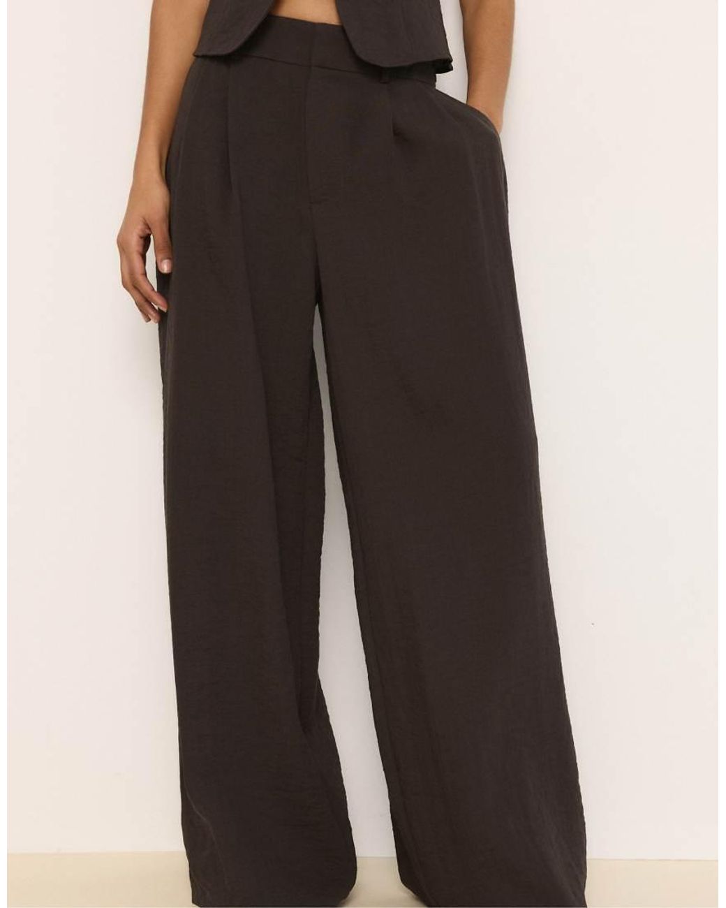Stradivarius Brown Rustic Wide-leg Trousers With Adjustable Buttons