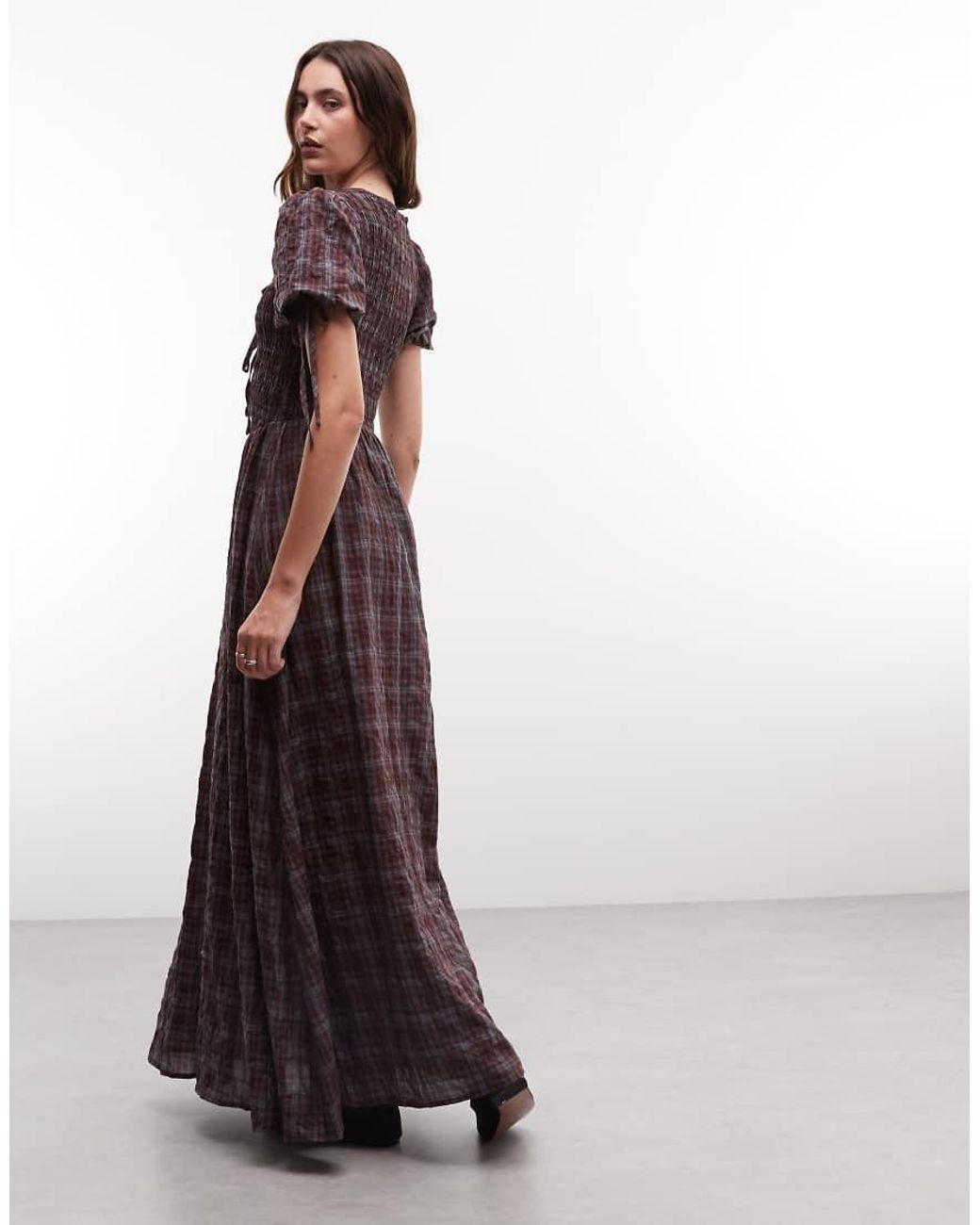 Daisy Street Purple Shirred Maxi Dress With Tie Front