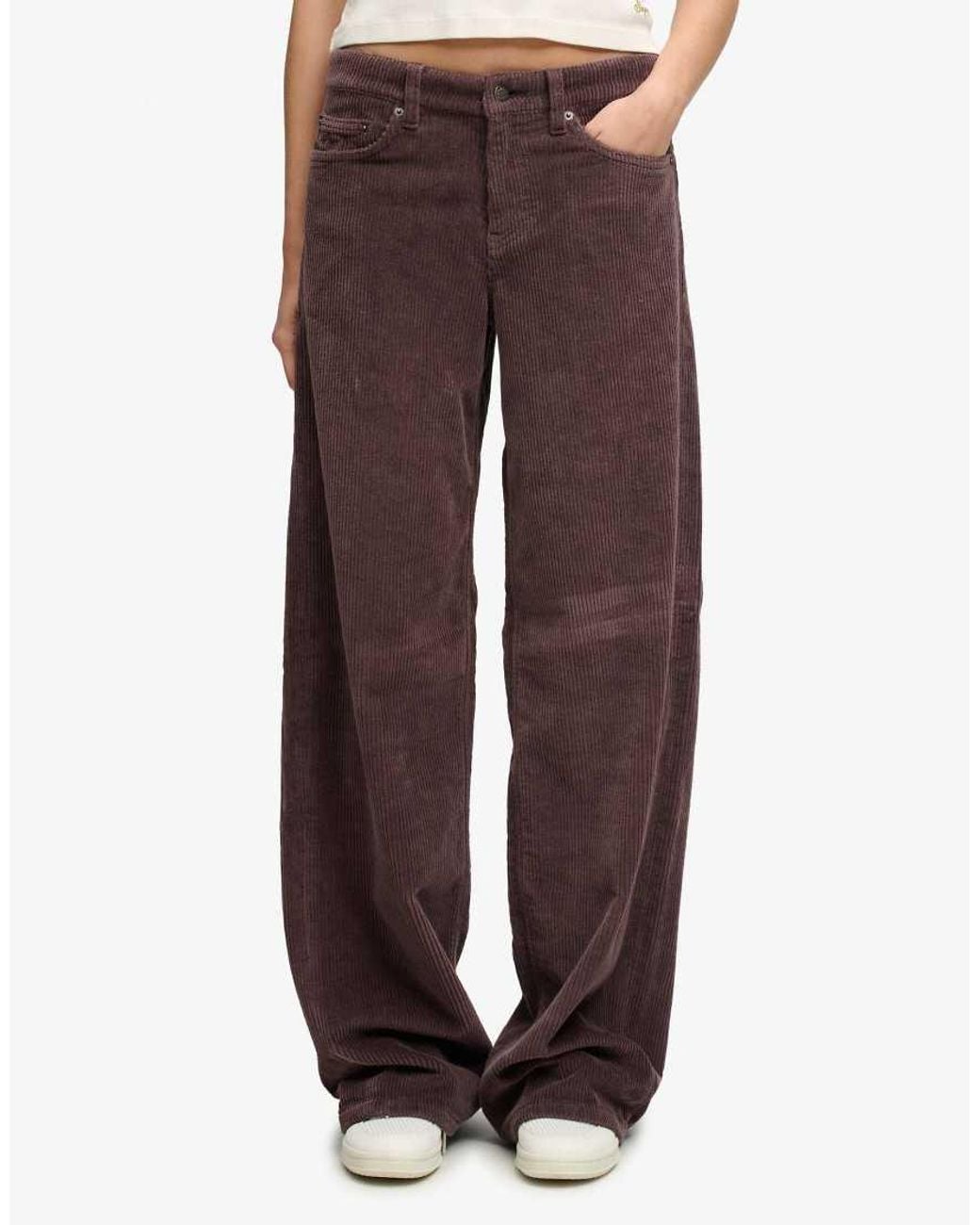 Superdry White Mid Rise Baggy Jumbo Cord Pants