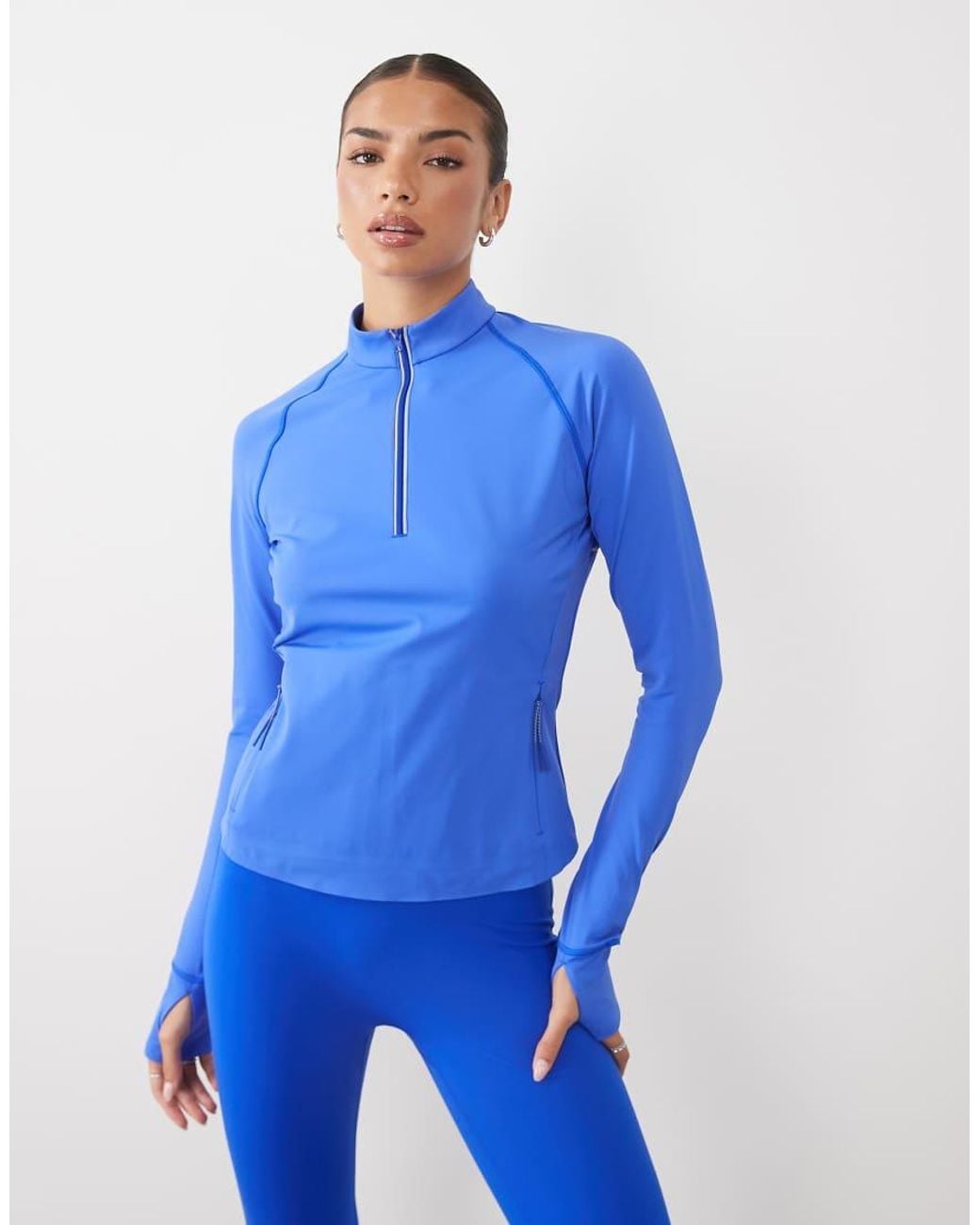Sweaty Betty Blue Runner's High Bonded Half Zip Jacket