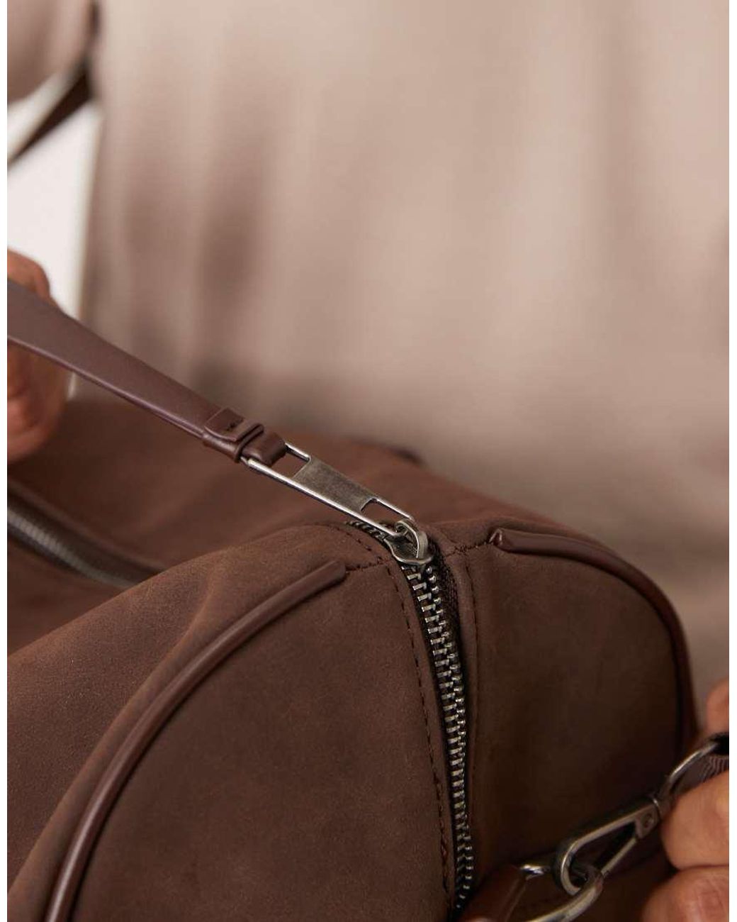 ASOS Brown Faux Suede Holdall Bag for men