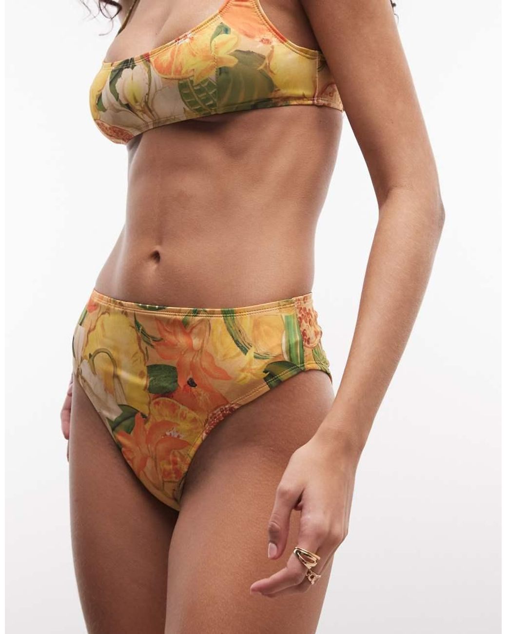 ASOS Multicolor Pia Papaya Azores High Leg High Waist Bikini Bottom