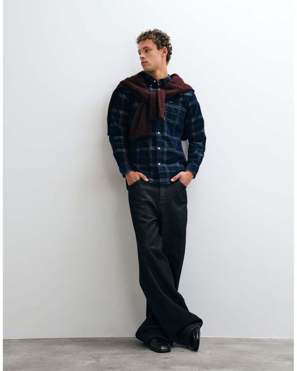 Barbour Blue Blair Long Sleeve Tailored Tartan Cord Shirt for men